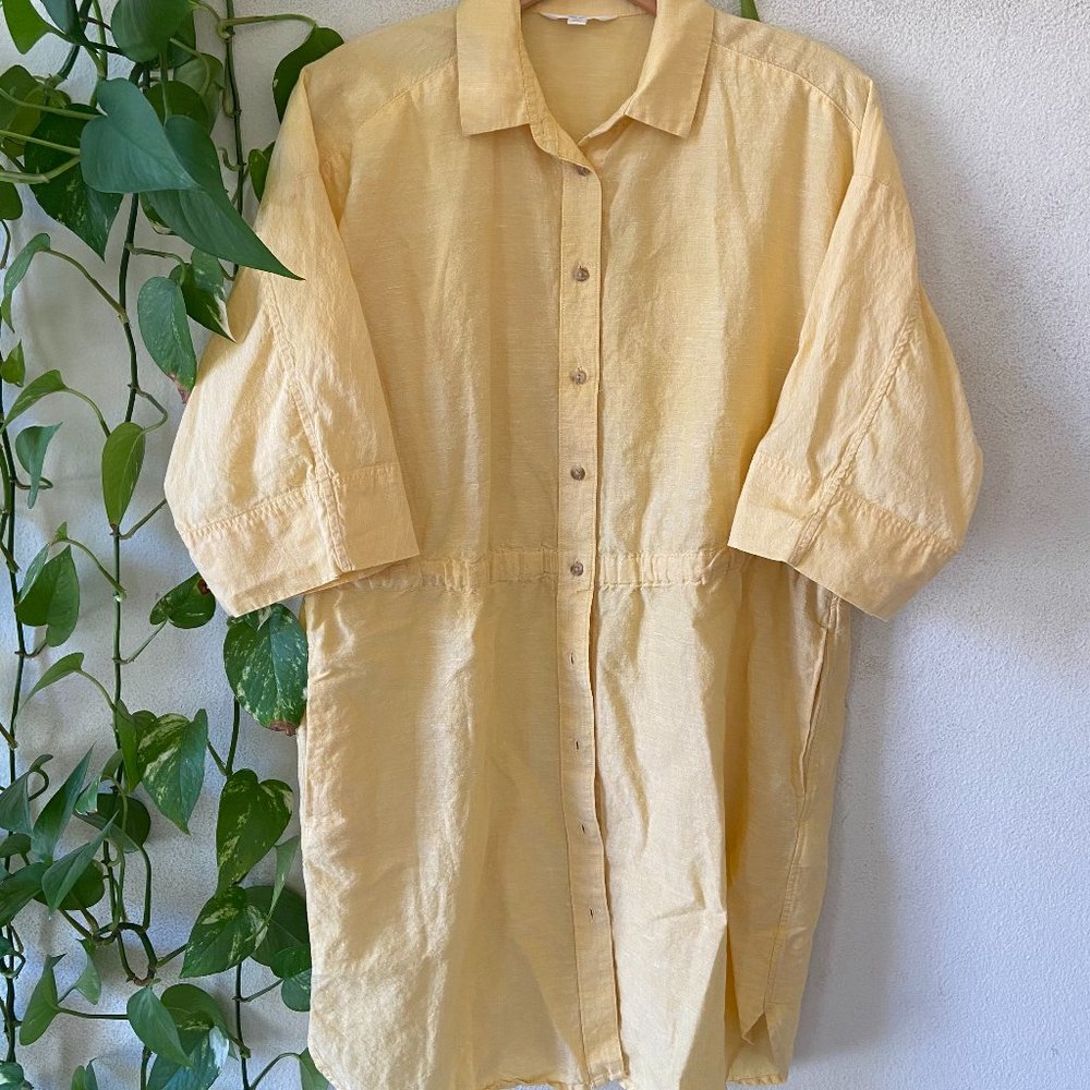 UNIQLO Linen Blend Shirt Dress- Yellow